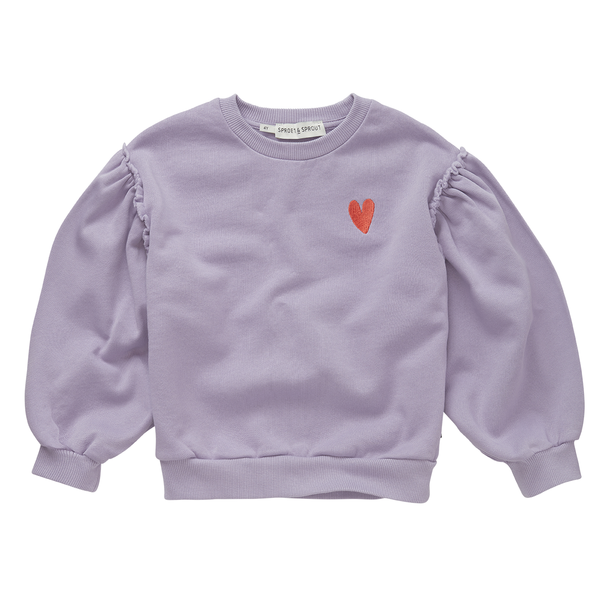 Sweatshirt Puff Sleeves Heart Lavender