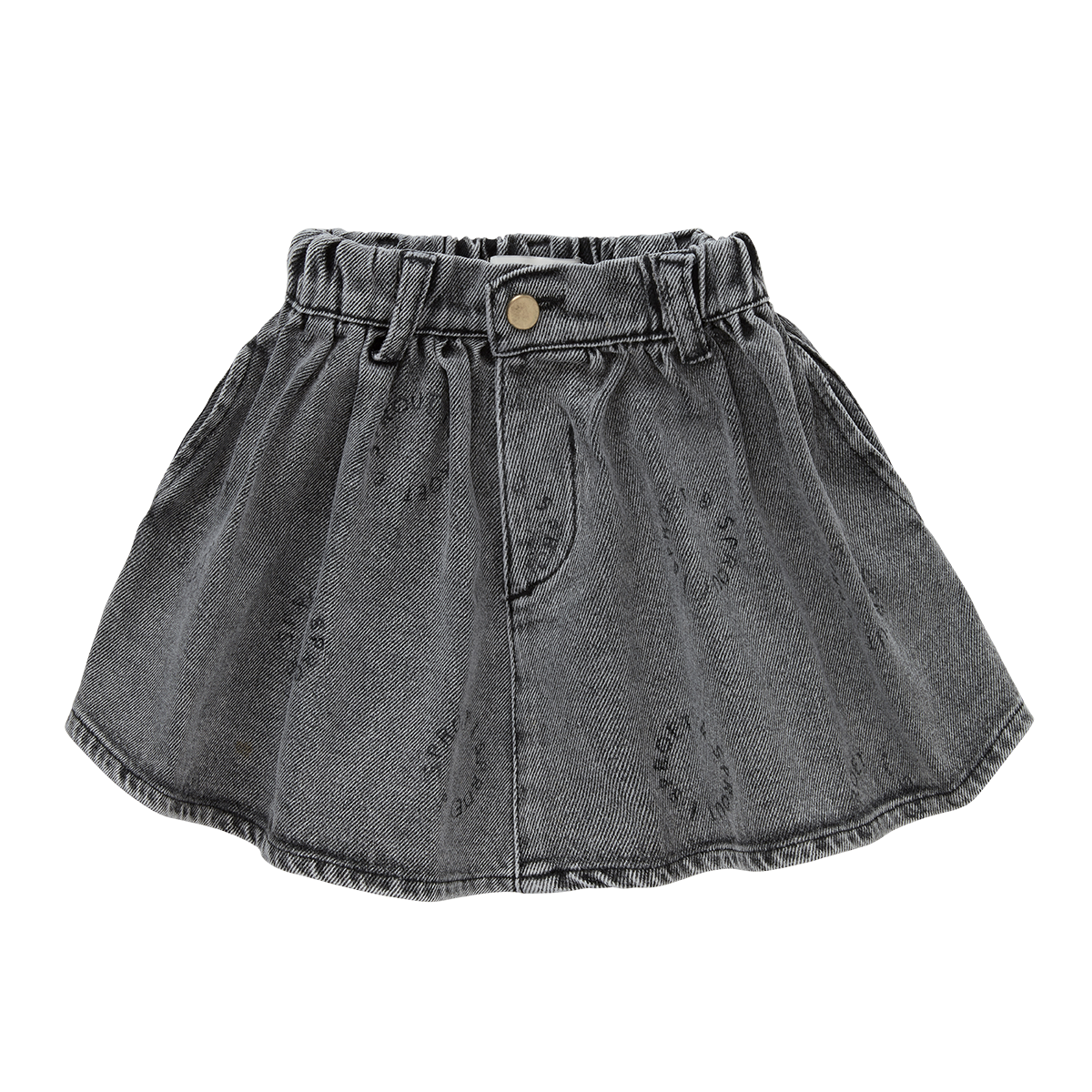 Denim Skirt Sproet Print Washed Black