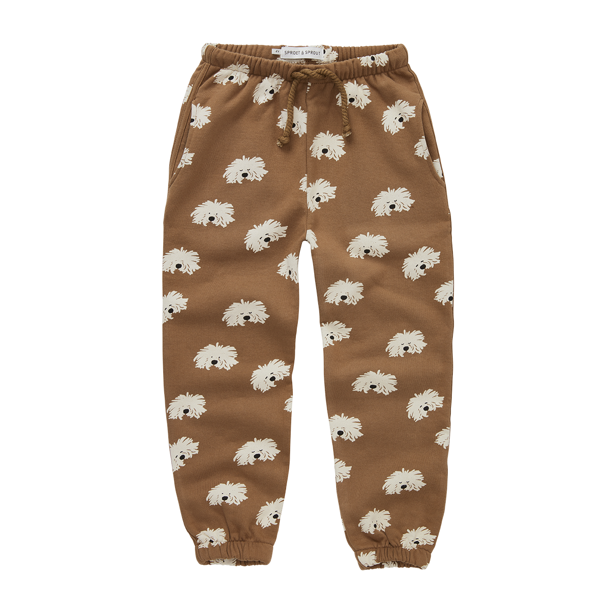 Sweatpants Moustache Dog Print Mocca