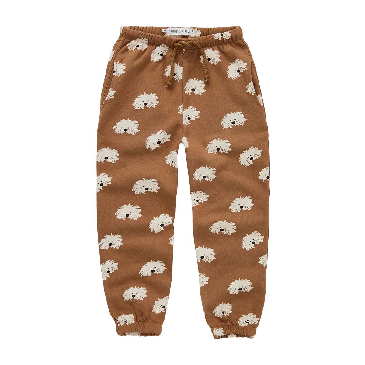 Sweatpants Moustache Dog Print Mocca - Sproet & Sprout