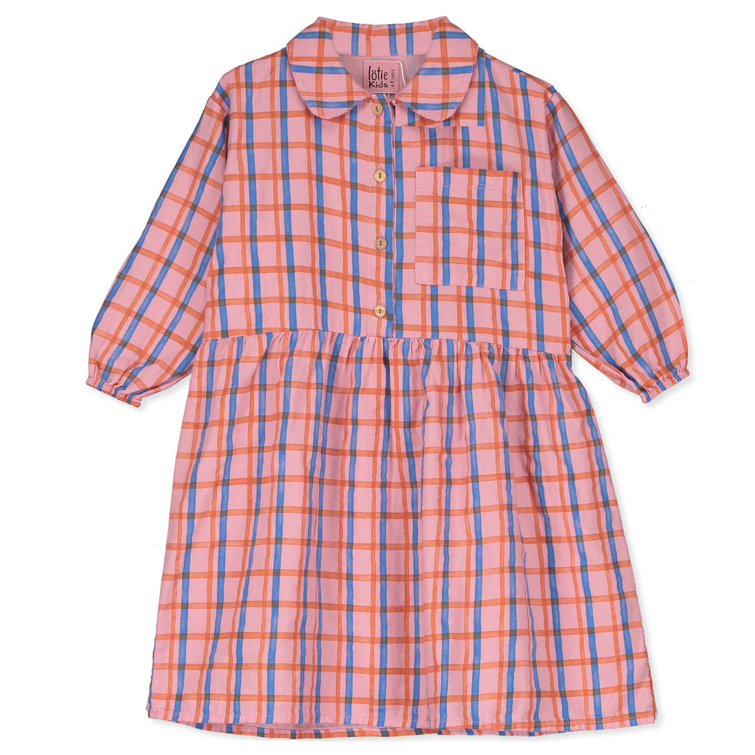 Woven Bloused Dress Checks Rose