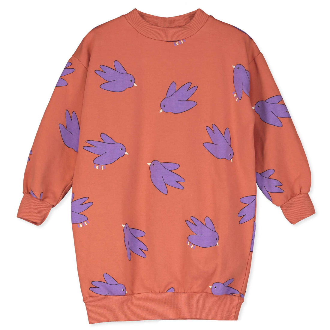 Long Sweatdress Flowing Birds Clay