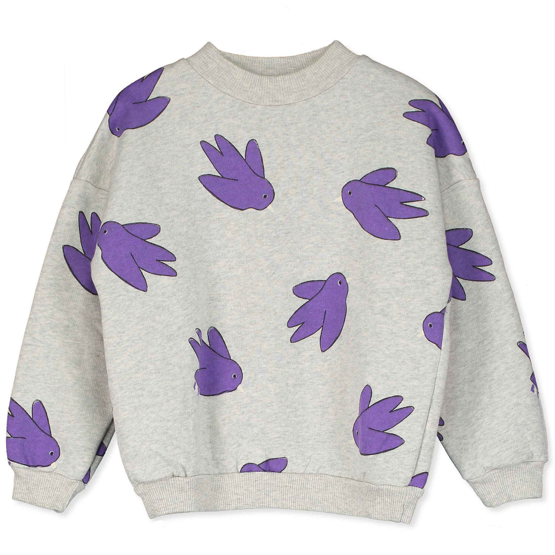Sweatshirt Flowing Birds Light Grey Melange