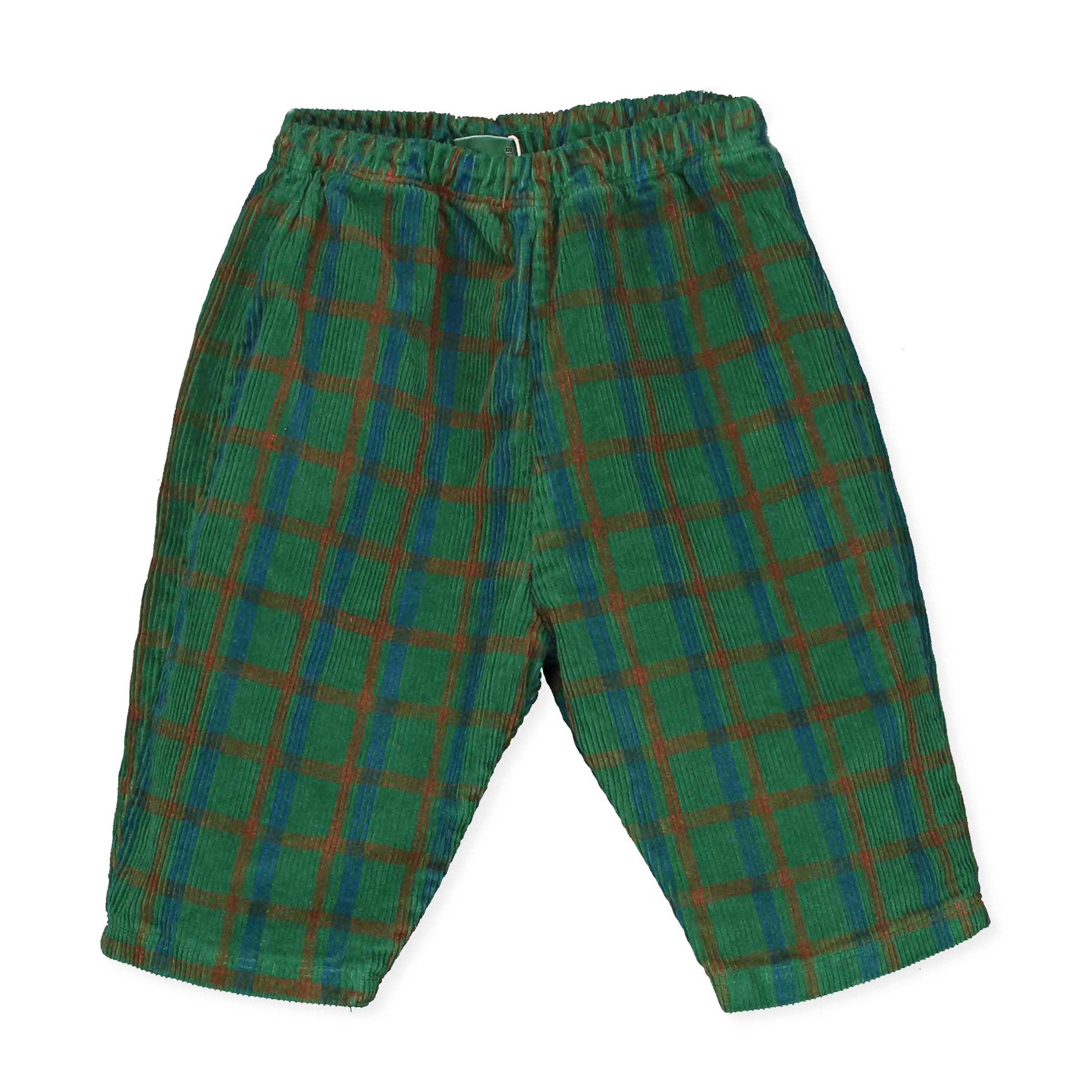Baby Plaid Print Green Baby Wide Corduroy Pants