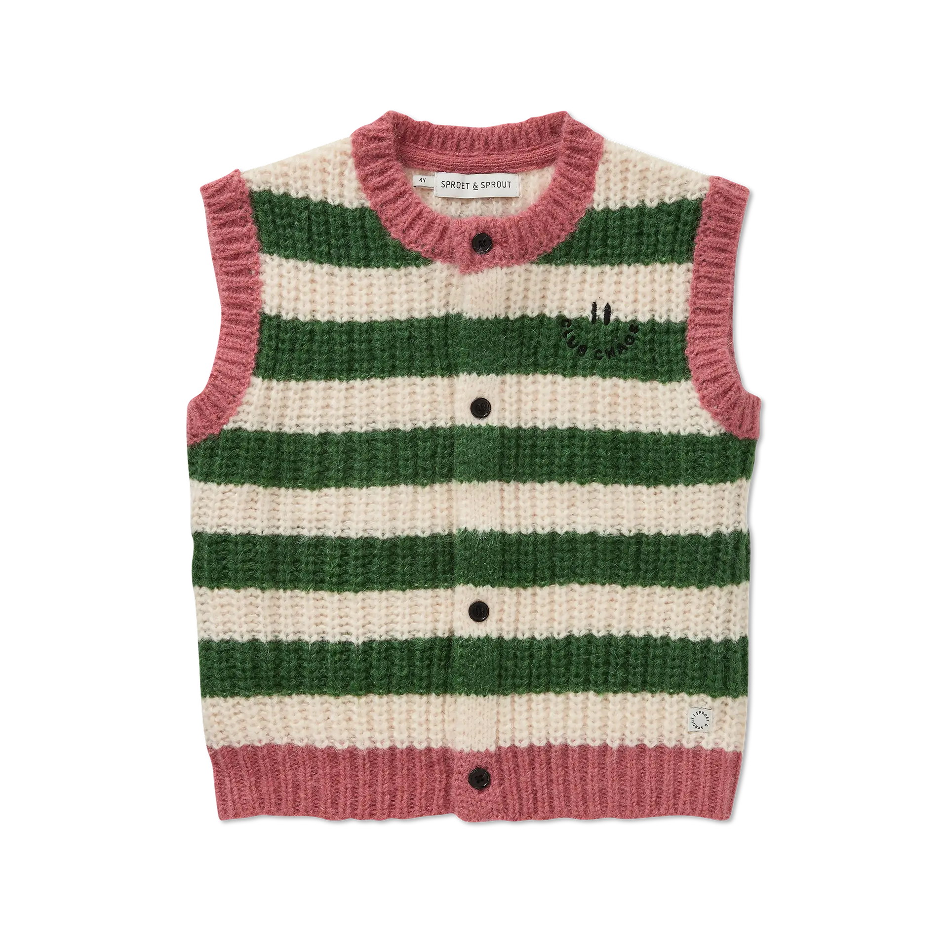 Knitted Vest Stripes Deep Green