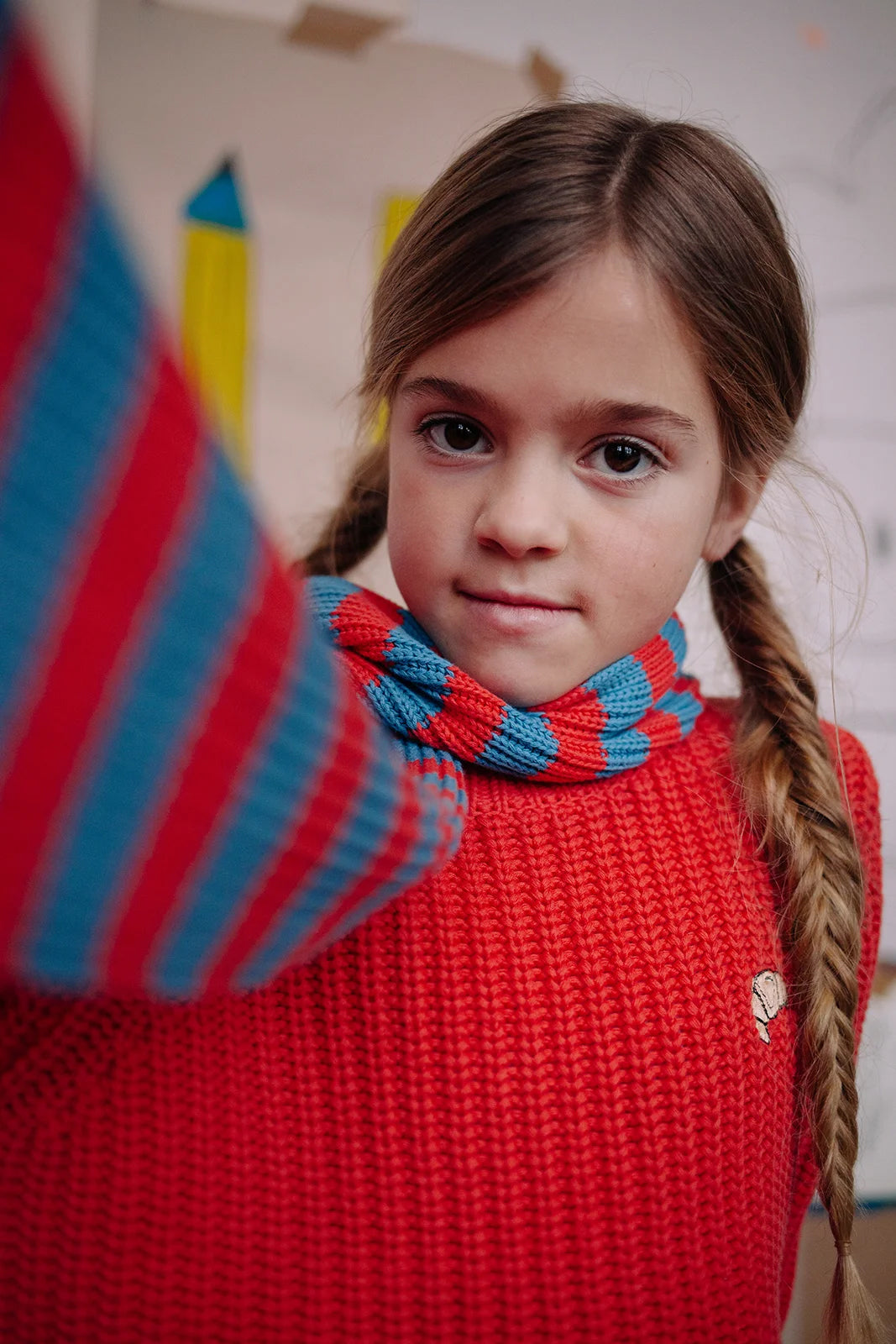 Sweater Cable Knit Vivid Red