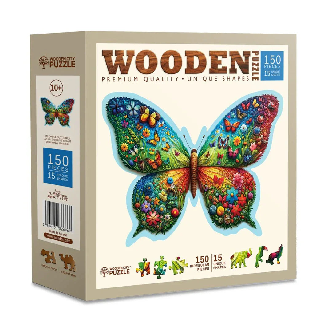 Puzzel Colorful Butterfly 165 pcs - Wooden City Puzzle