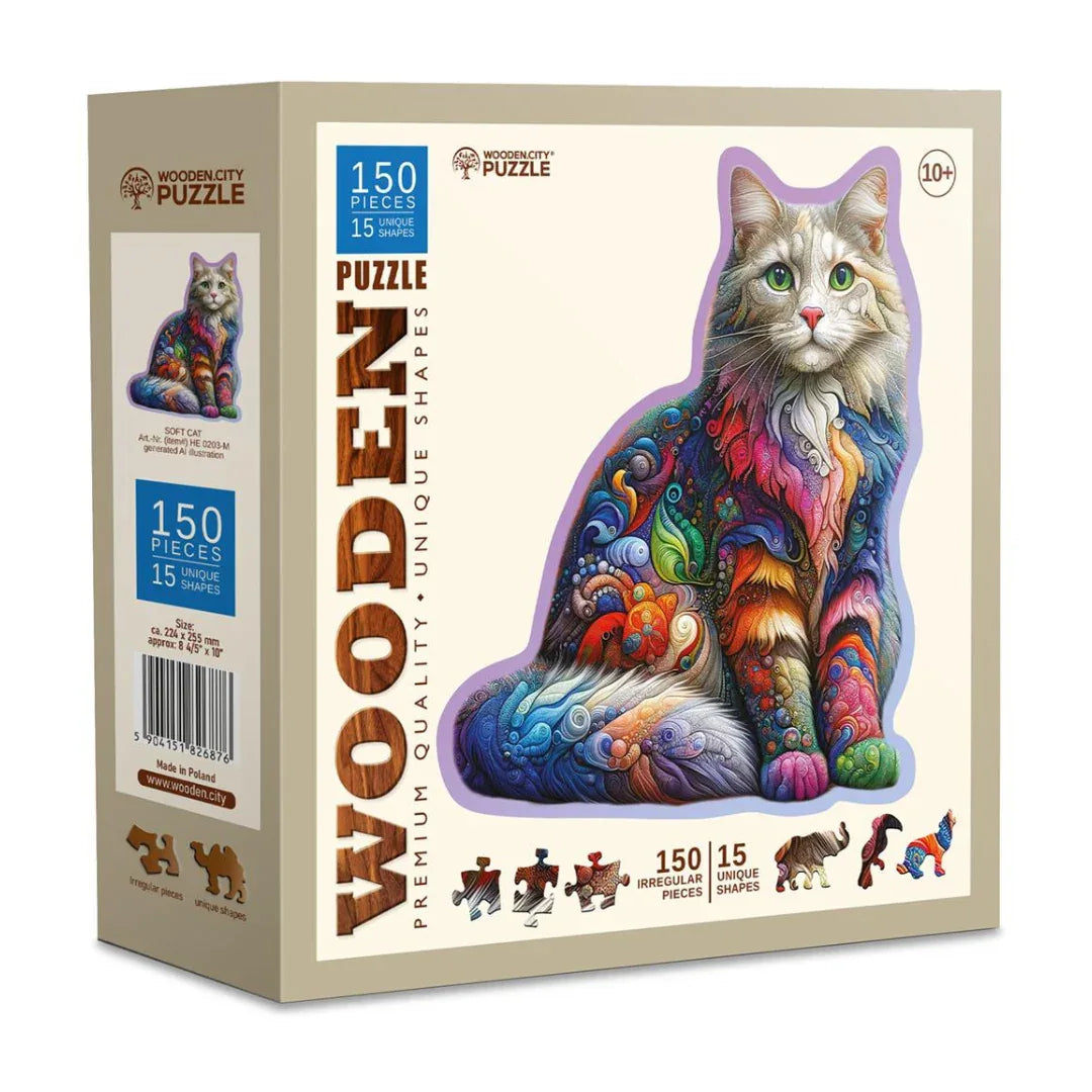 Puzzel Soft Cat 165 pcs - Wooden City Puzzle