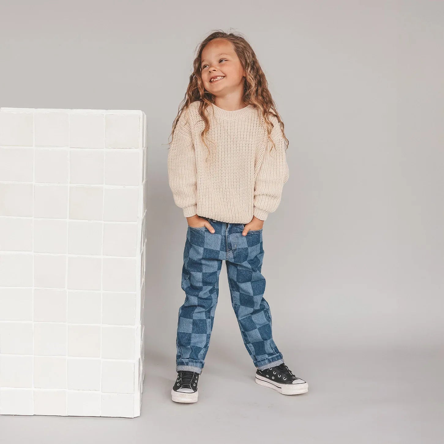 Denim Straight Leg Check Denim - Your Wishes