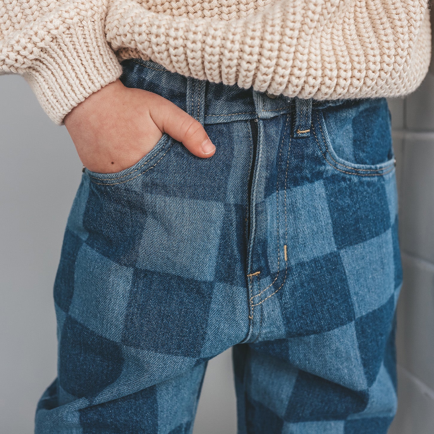Denim Straight Leg Check Denim