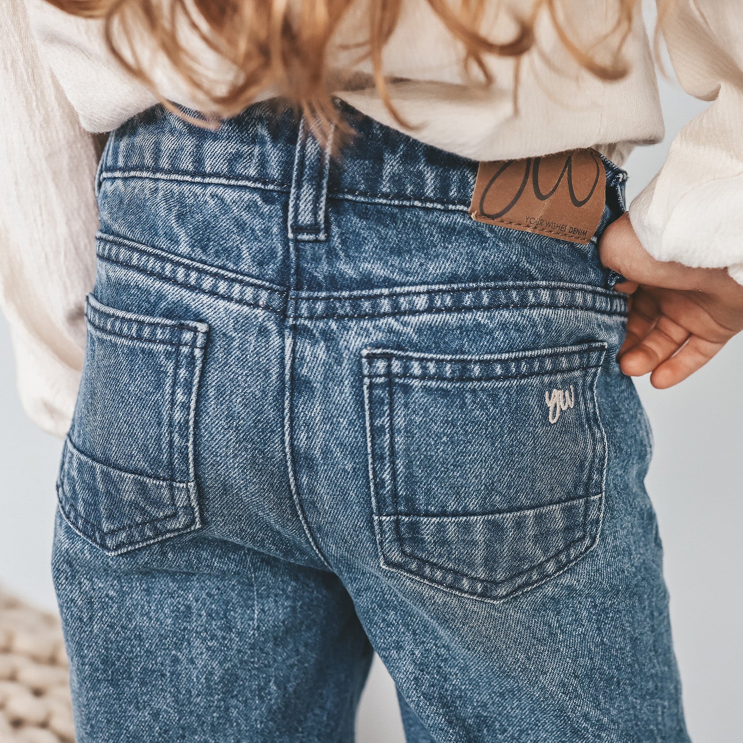 Enthic Flower Wide Leg Jeans Medium Blue