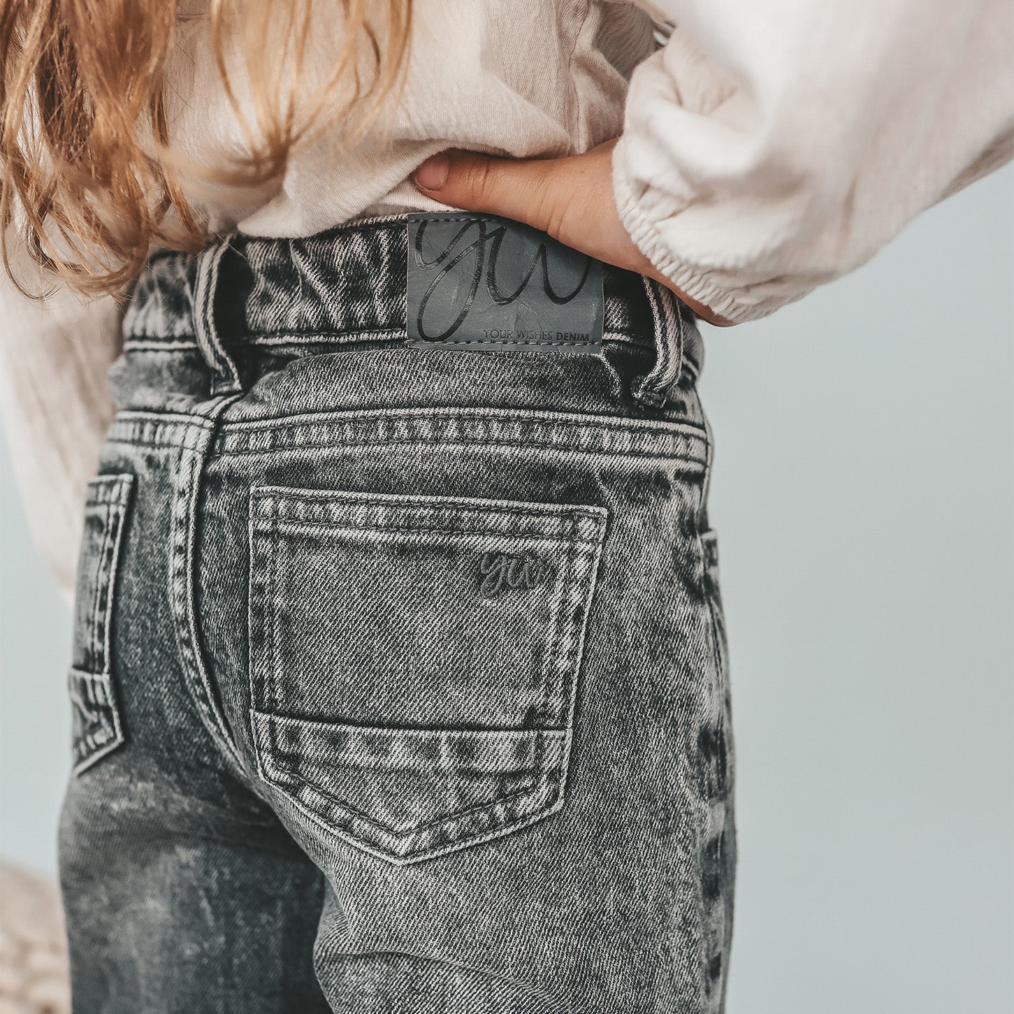 Stretch Denim Wide Leg Glitter Jeans