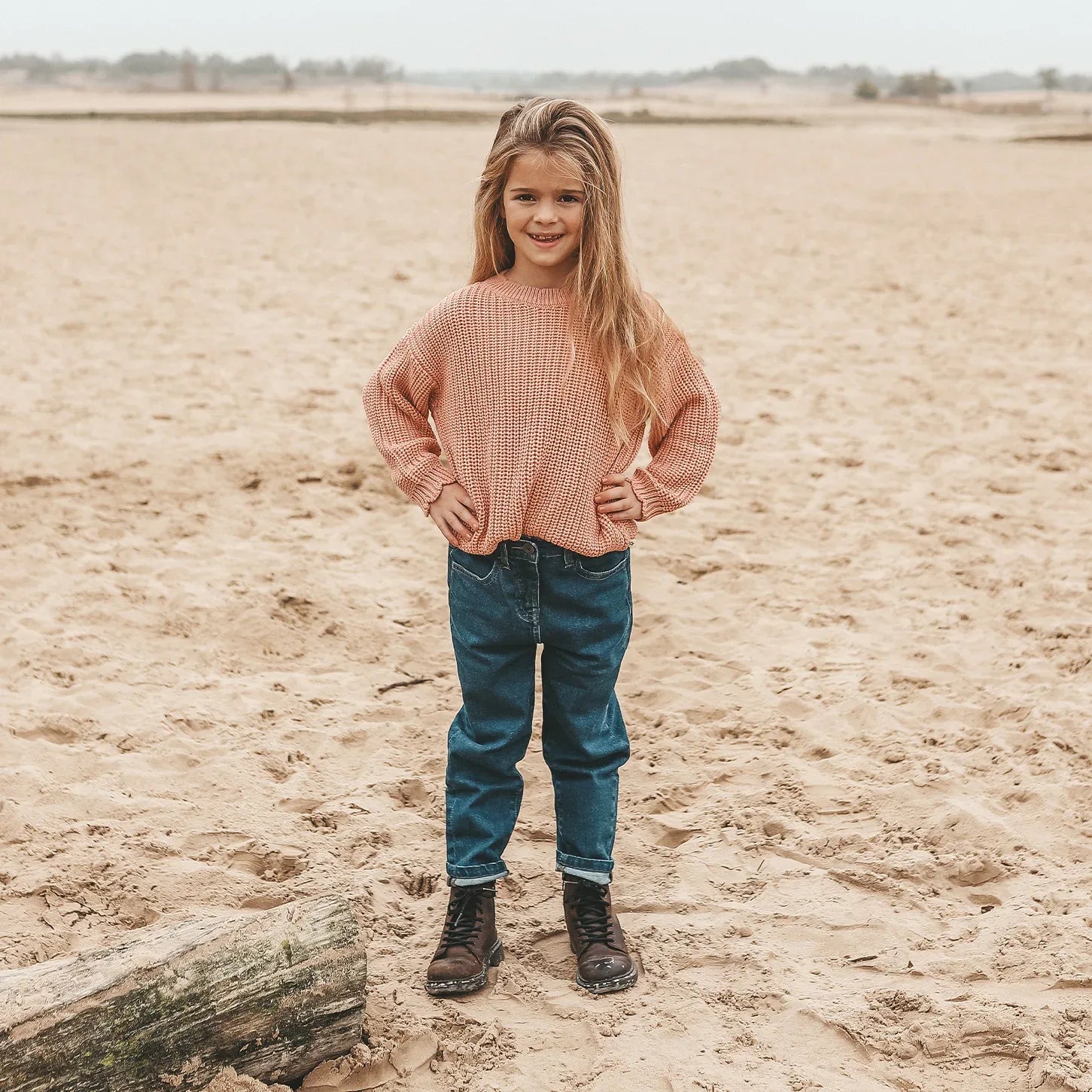 Knit Chunky Scallop Sweater Rose Dawn - KDkes