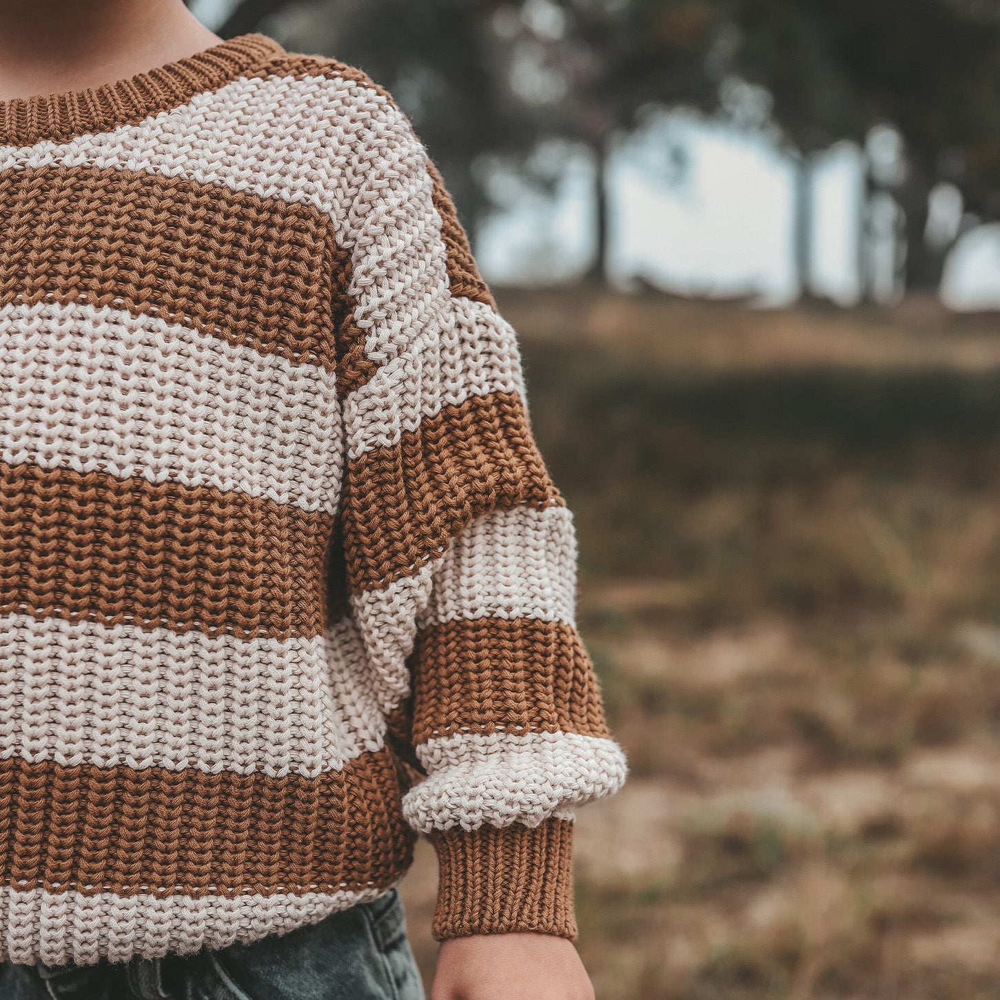 Stripe Knit Chunky Sweater Smoke Grey
