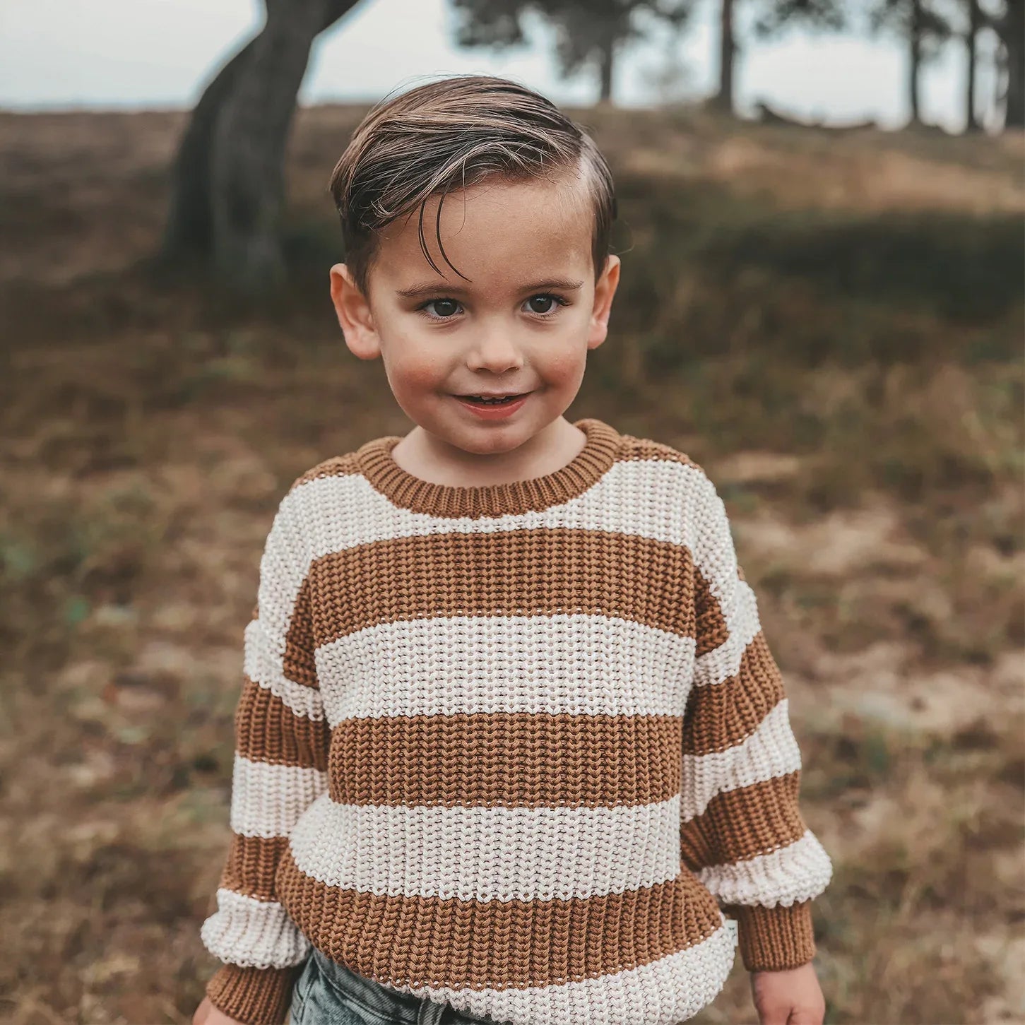 Stripe Knit Chunky Sweater Smoke Grey - KDkes