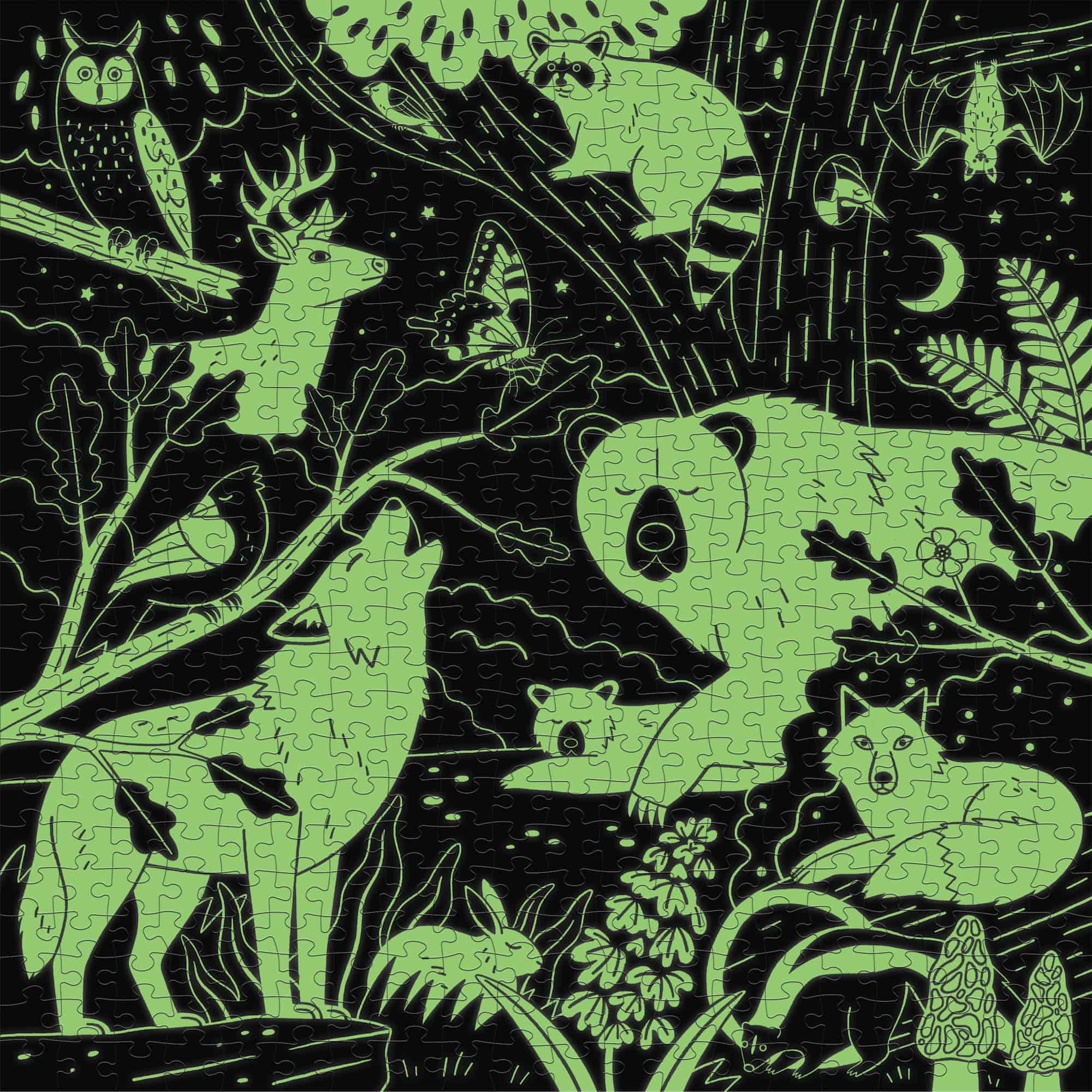 Glow In The Dark Forest Familiepuzzel 500pcs