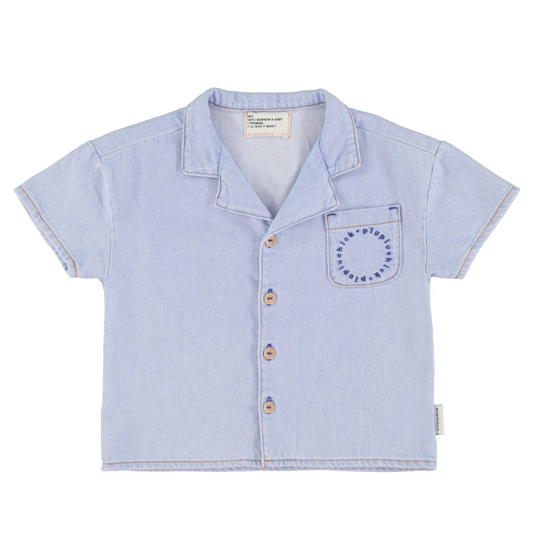 Hawaiian Shirt Light Blue Soft Denim