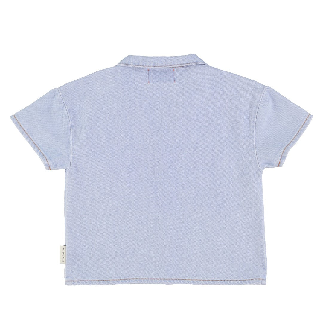 Hawaiian Shirt Light Blue Soft Denim