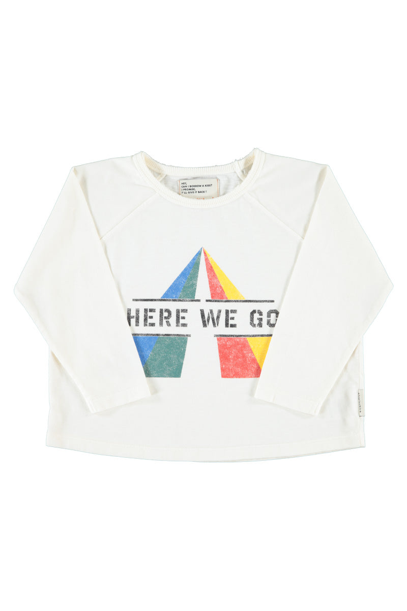Longsleeve T-shirt Ecru With Here We Go Print