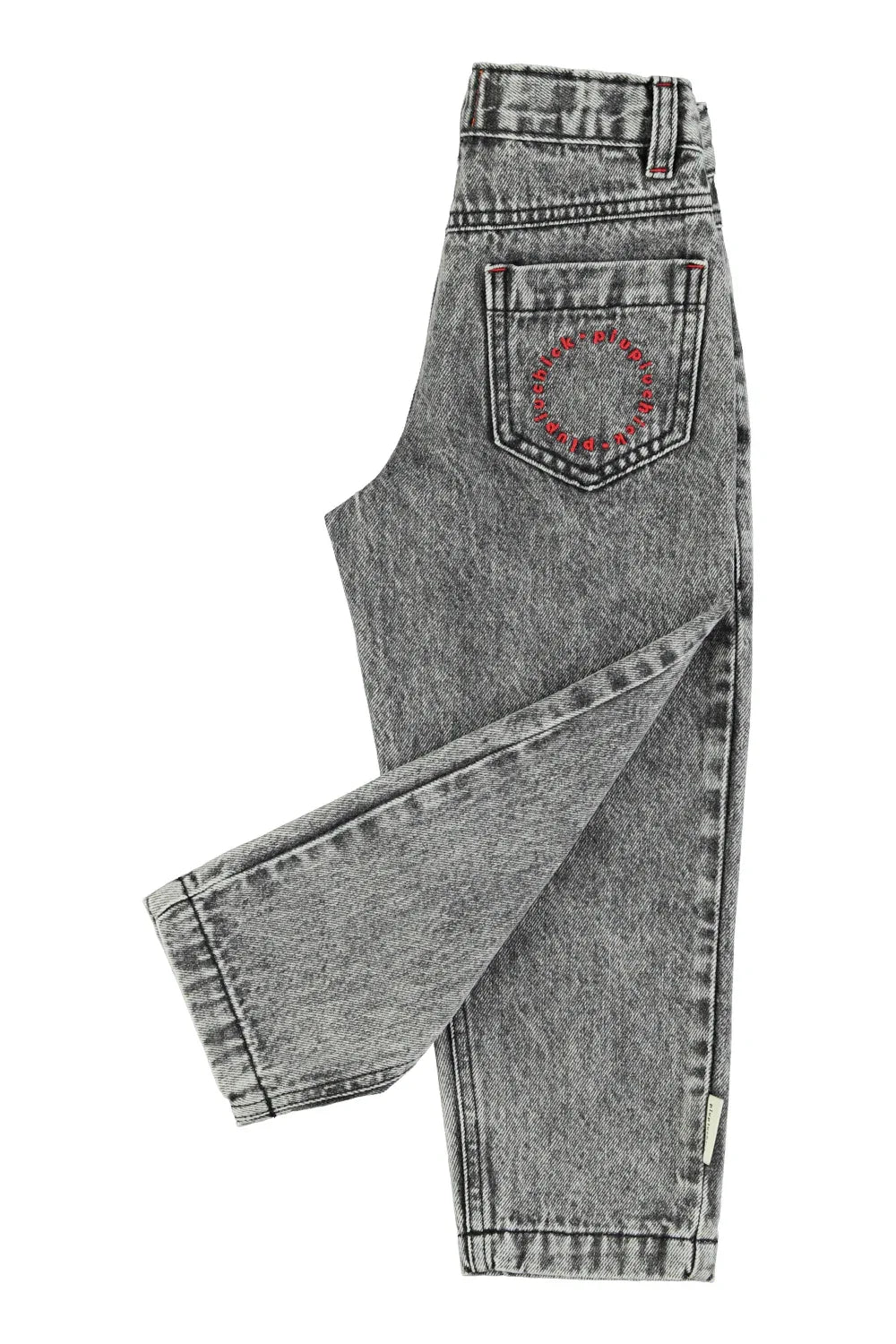 Mom Fit Trousers Washed Black Denim - Piupiuchick