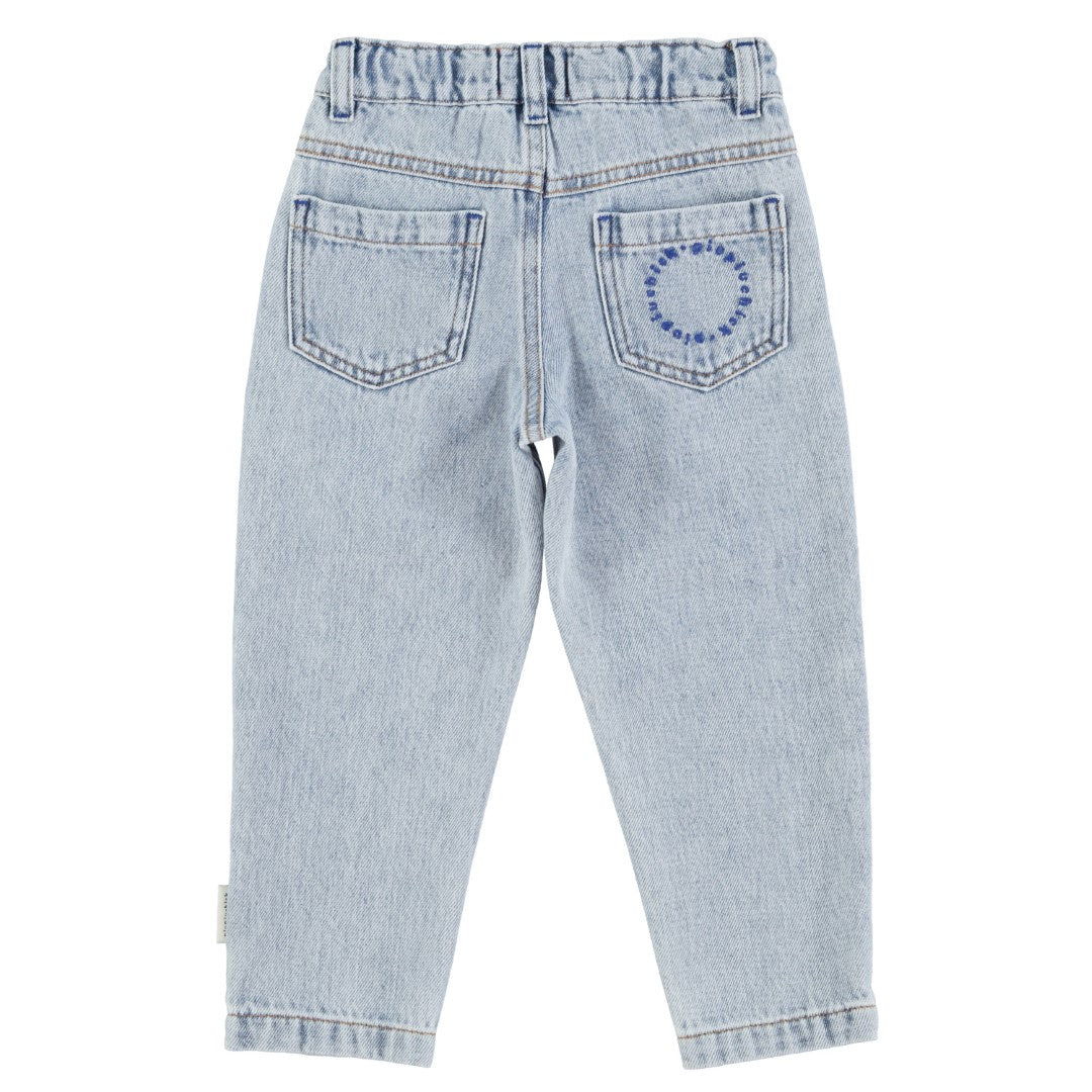 Mom Fit Trousers Washed Blue Denim