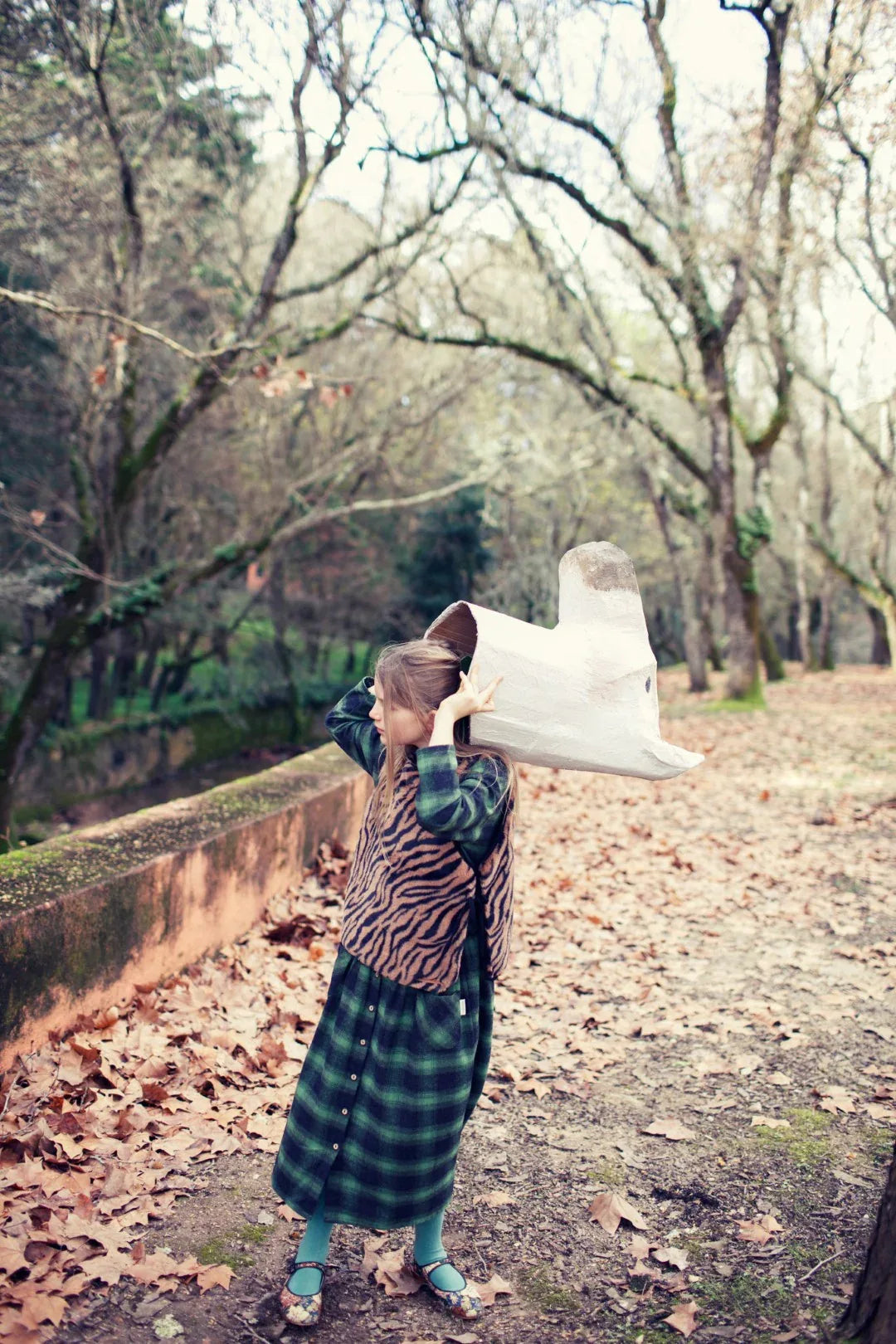 Long Flannel Skirt Green & Black Checkered - Piupiuchick