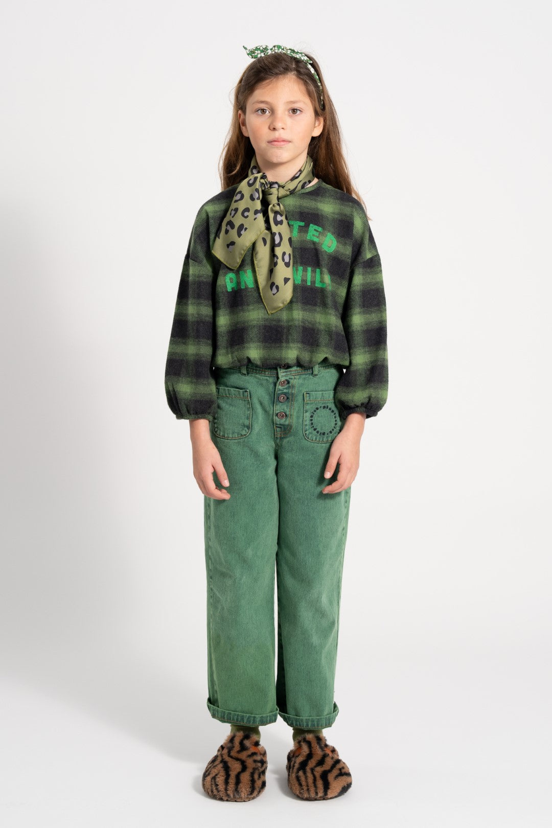 Flannel Blouse Green & Black Checkered