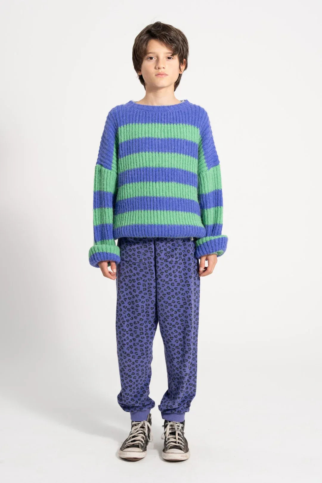 Knitted Sweater Green & Purple Stripes - Piupiuchick