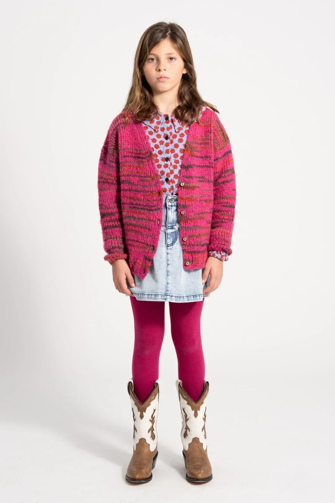 Knitted Cardigan Multicolor Fuschia - Piupiuchick
