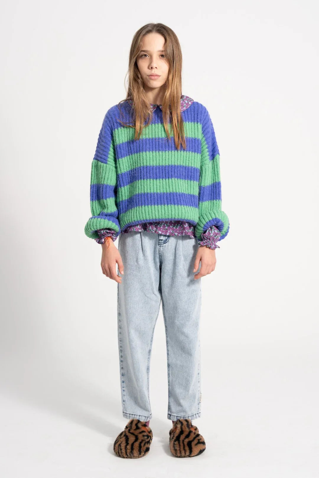 Knitted Sweater Green & Purple Stripes - Piupiuchick