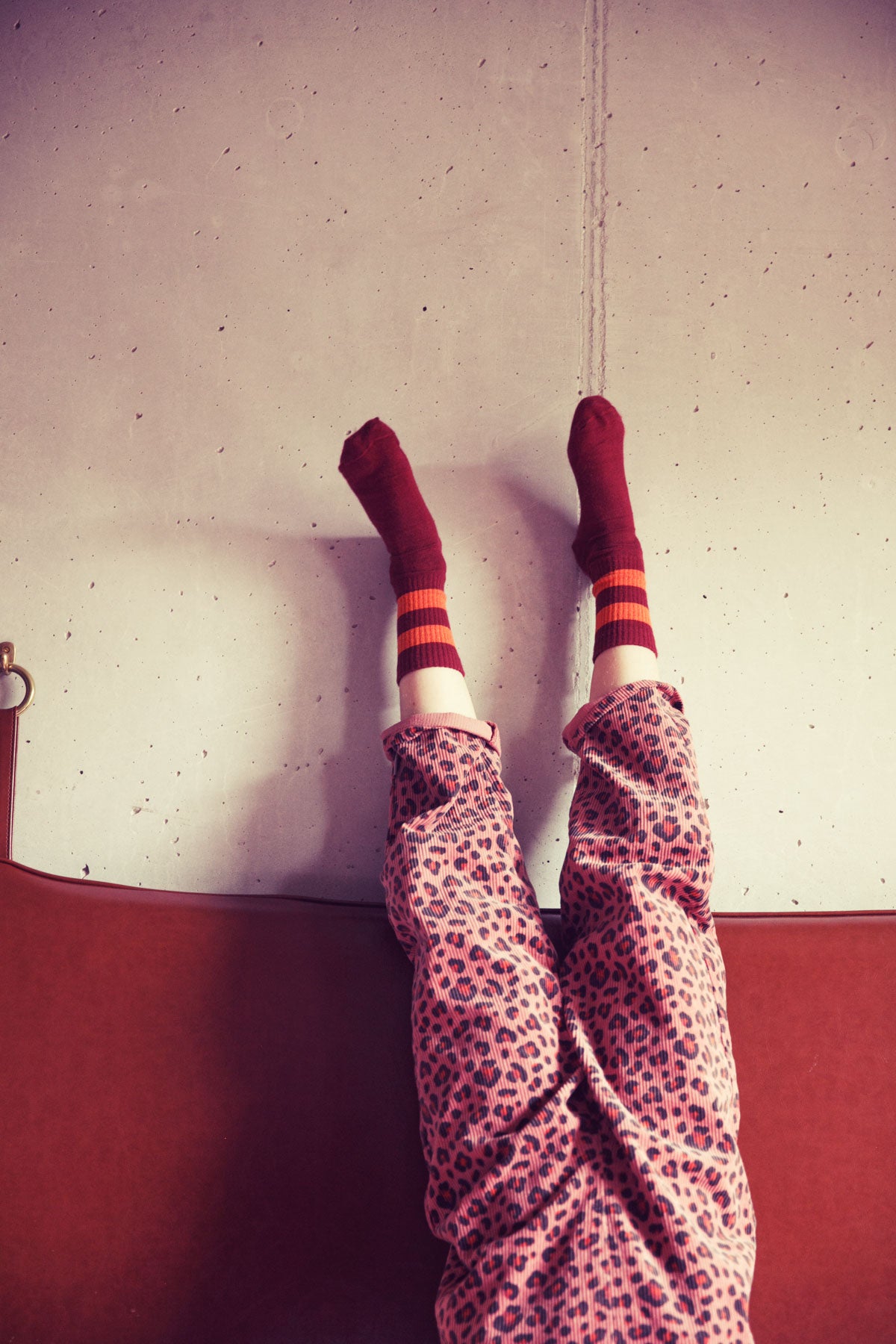 Socks Bordeaux Orange Stripes