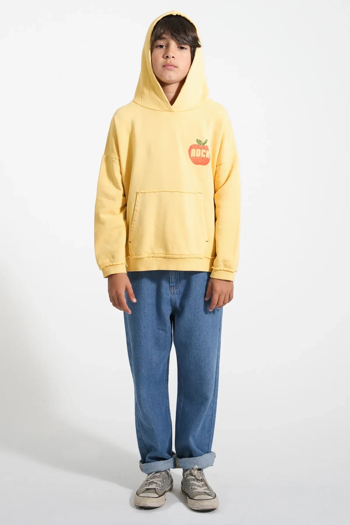 Hoodie Yellow With On Stage Print - Piupiuchick