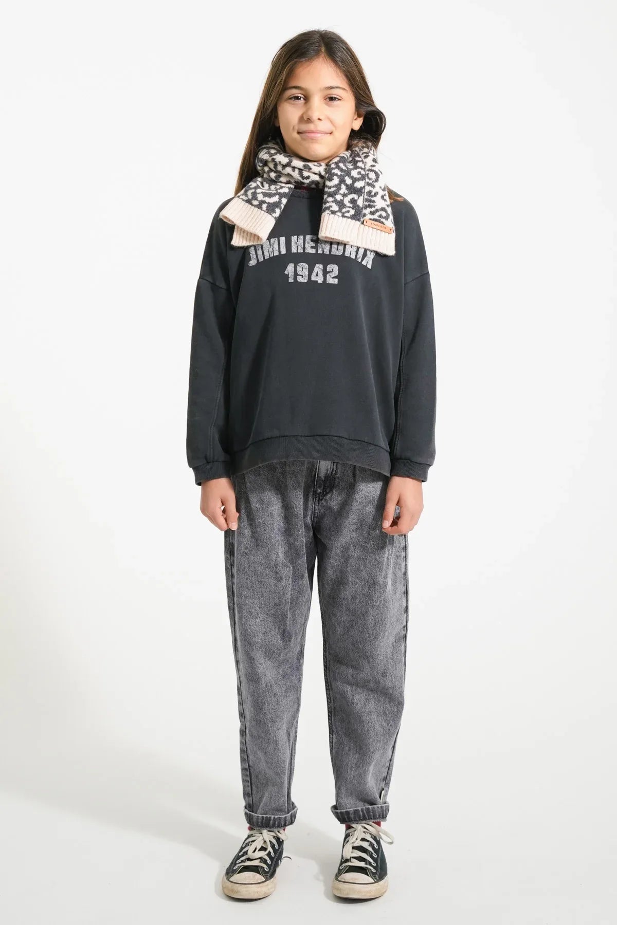 Mom Fit Trousers Washed Black Denim - Piupiuchick