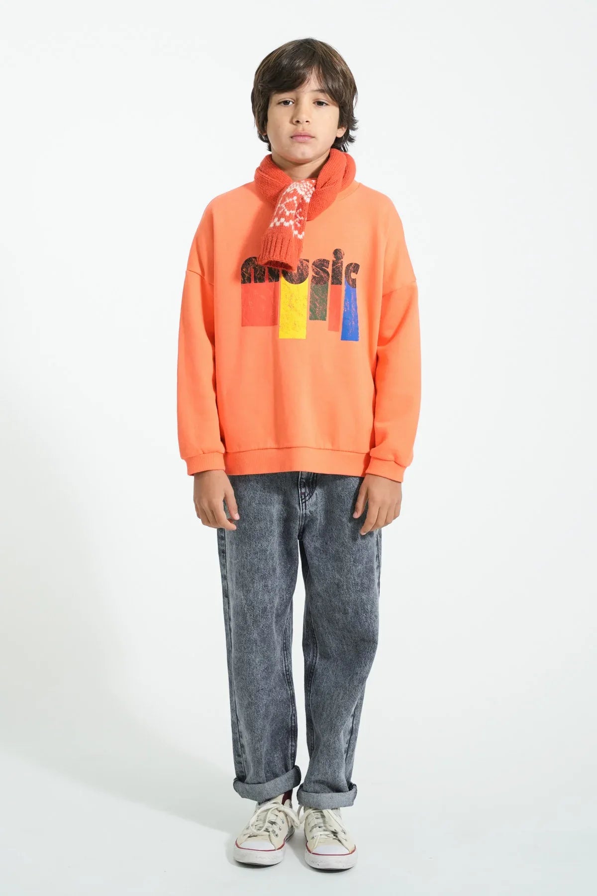Sweatshirt Orange With Music Print - Piupiuchick