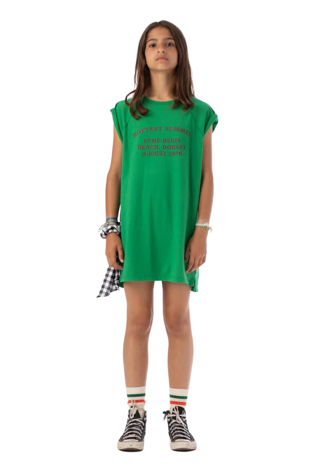 T-shirt Dress Green With Hottest Summer Print - Piupiuchick