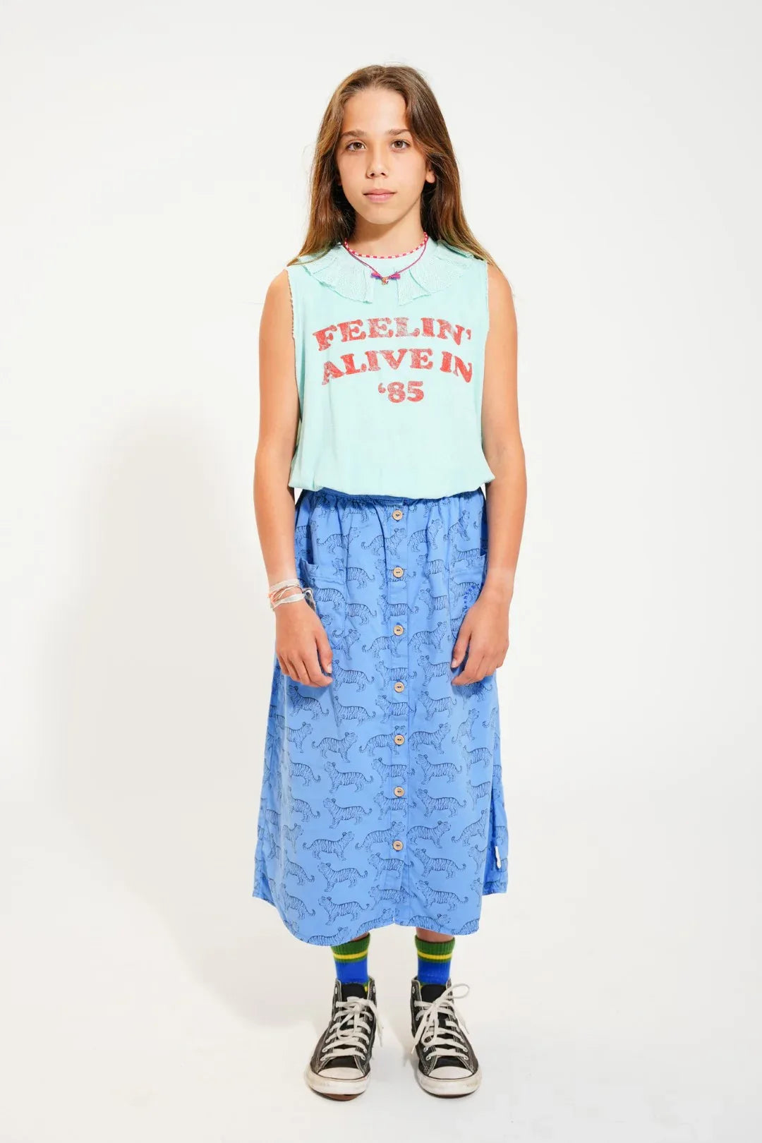 Sleeveless Top With Collar Blue Feelin&