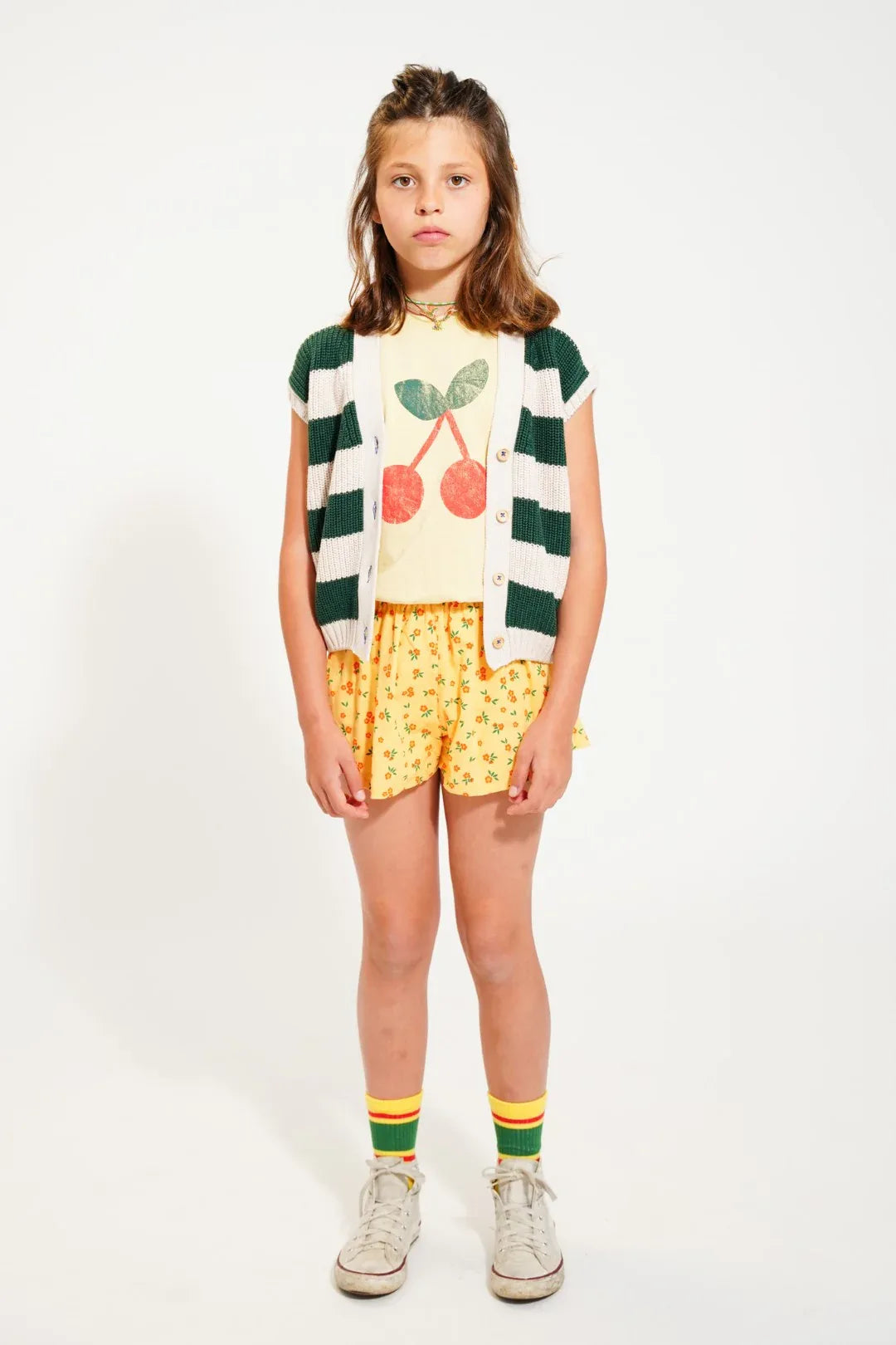 Sleeveless Top Sand With Cherry Print - Piupiuchick