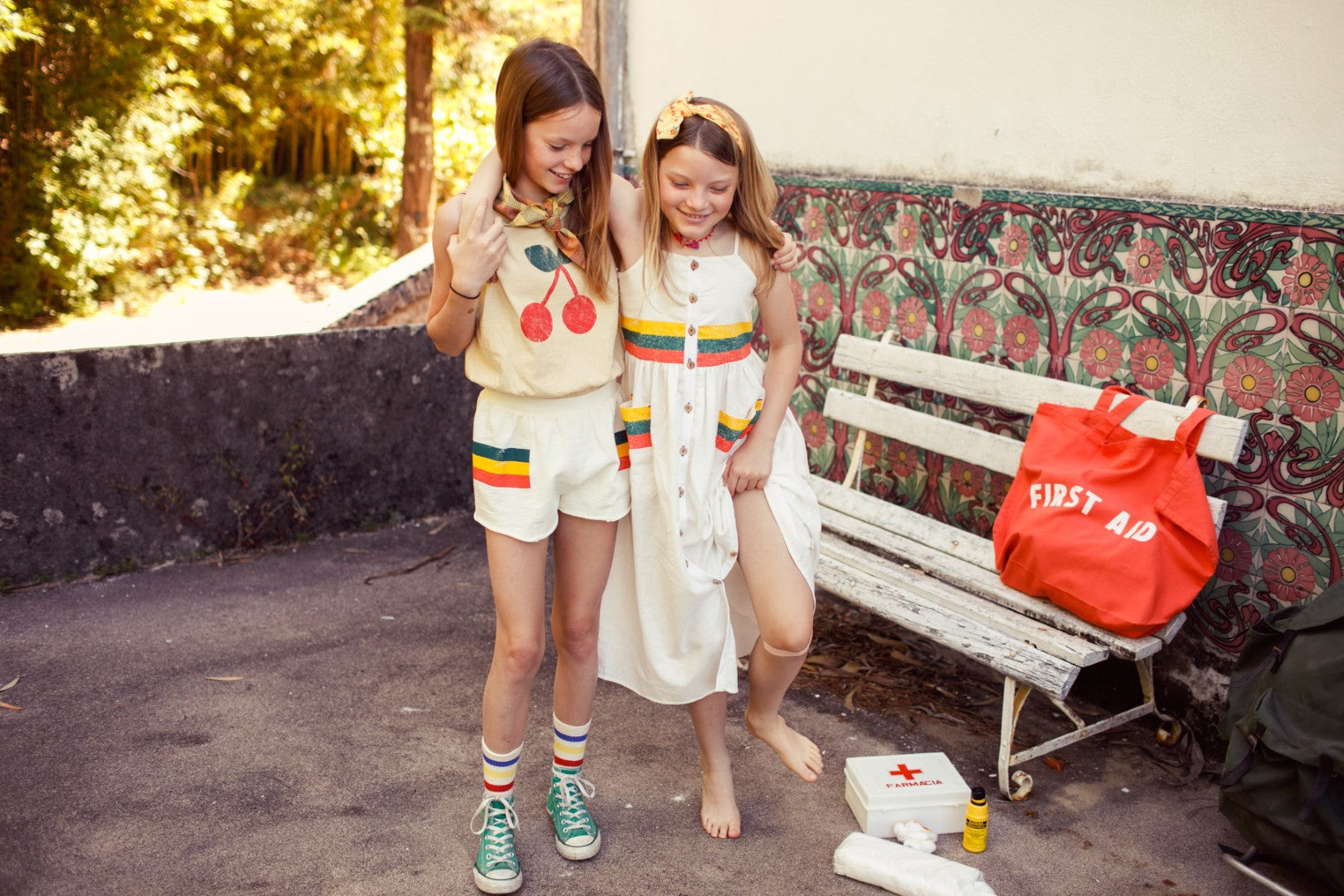 Shorts Ecru With Multicolor Stripes