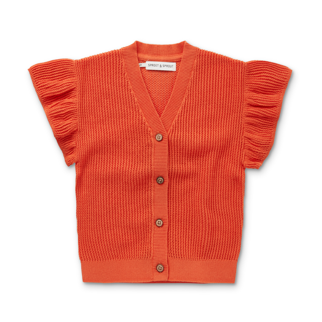 Knitted Girls Cardigan Coral