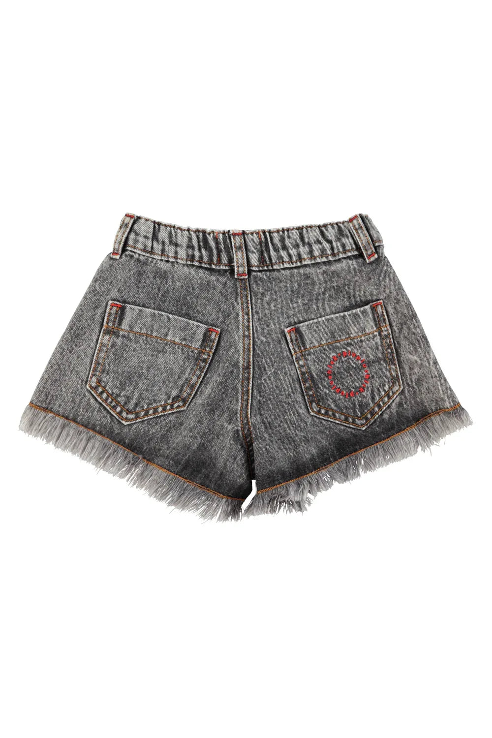 Shorts With Fringes Washed Black Denim - Piupiuchick