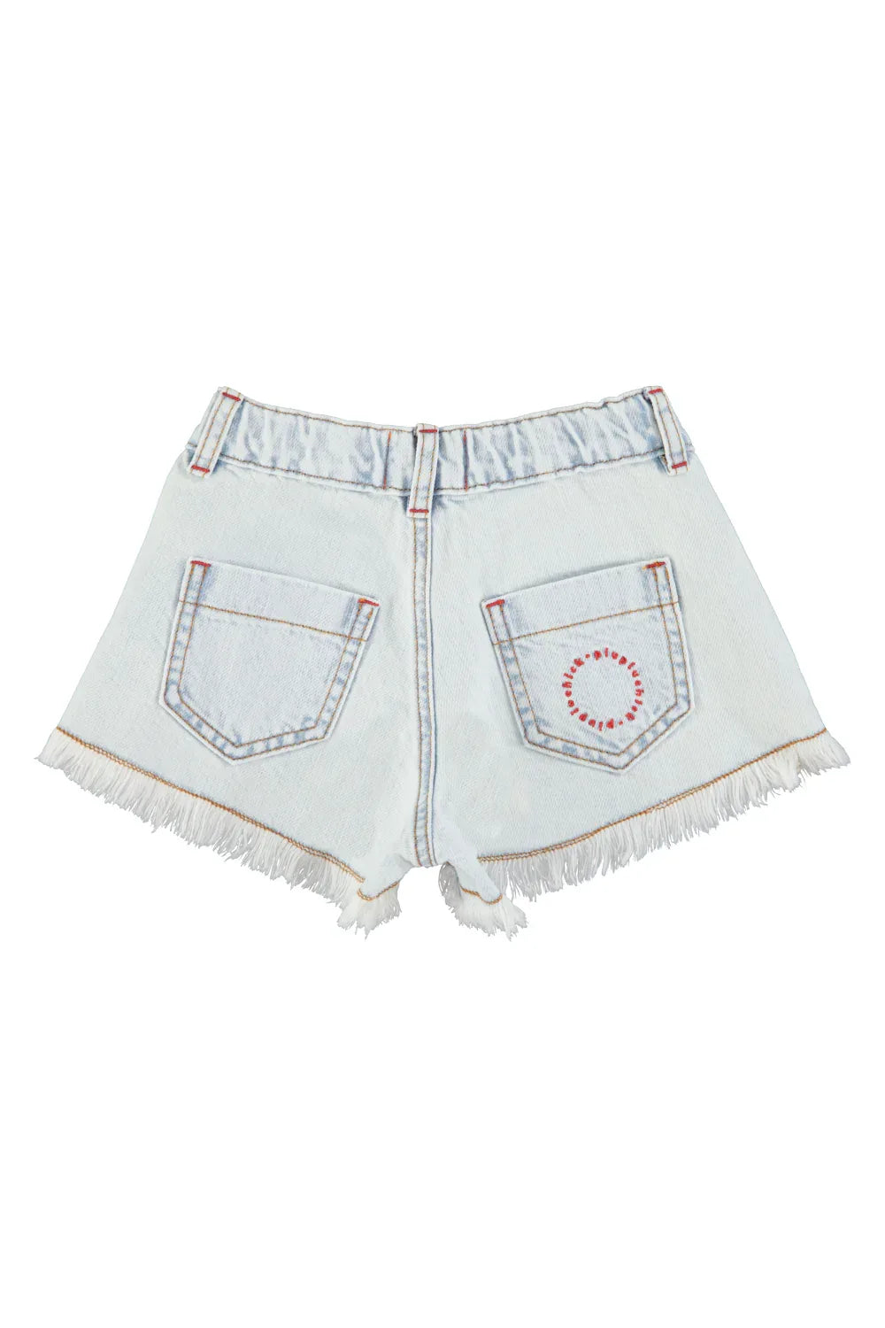 Shorts With Fringes Washed Light Blue Denim - Piupiuchick
