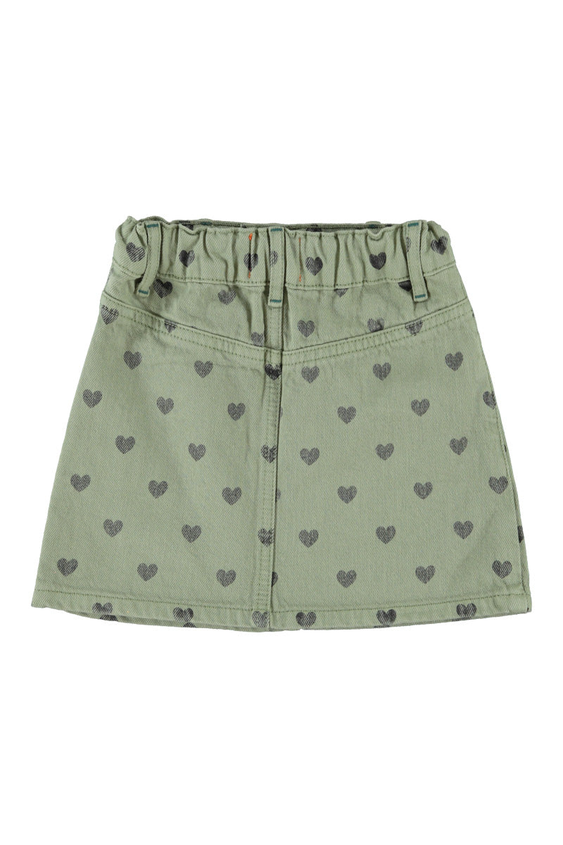 Short Skirt Olive Green With Black Hearts