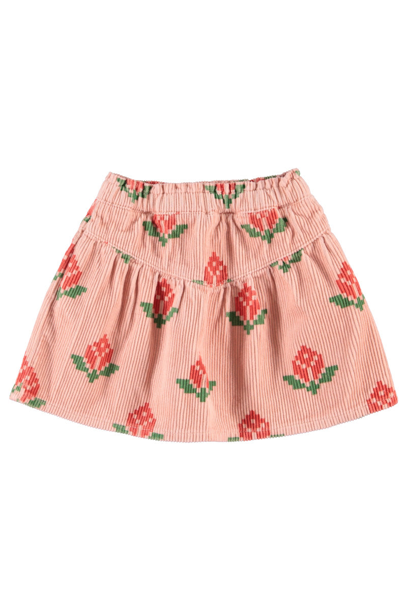 Short Skirt Pink With Big Flowers