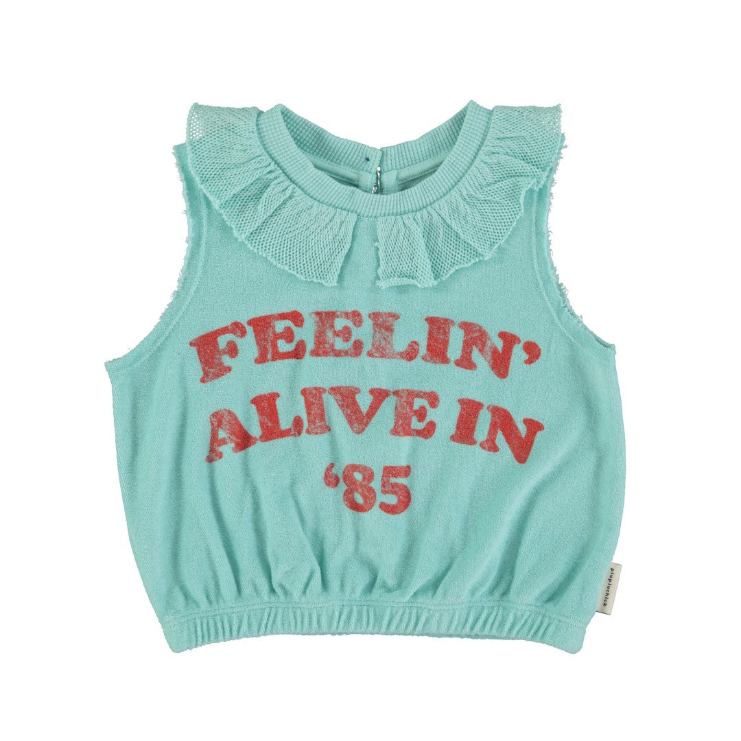 Sleeveless Top With Collar Blue Feelin&