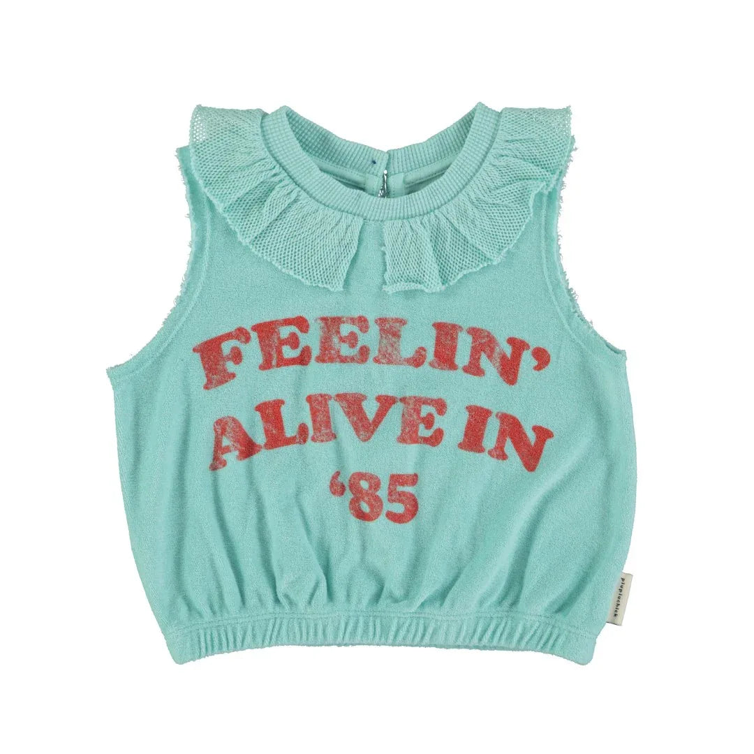 Sleeveless Top With Collar Blue Feelin&
