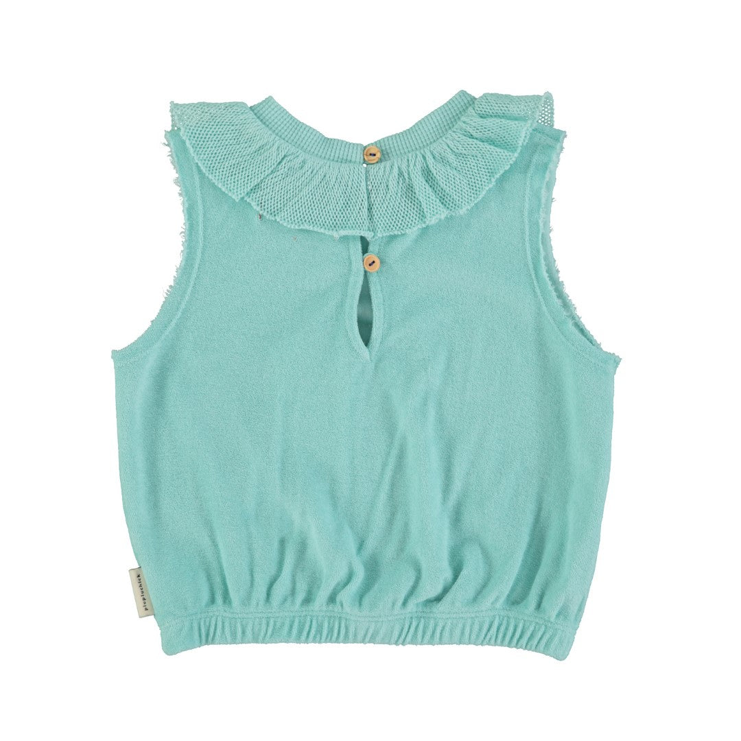 Sleeveless Top With Collar Blue Feelin&