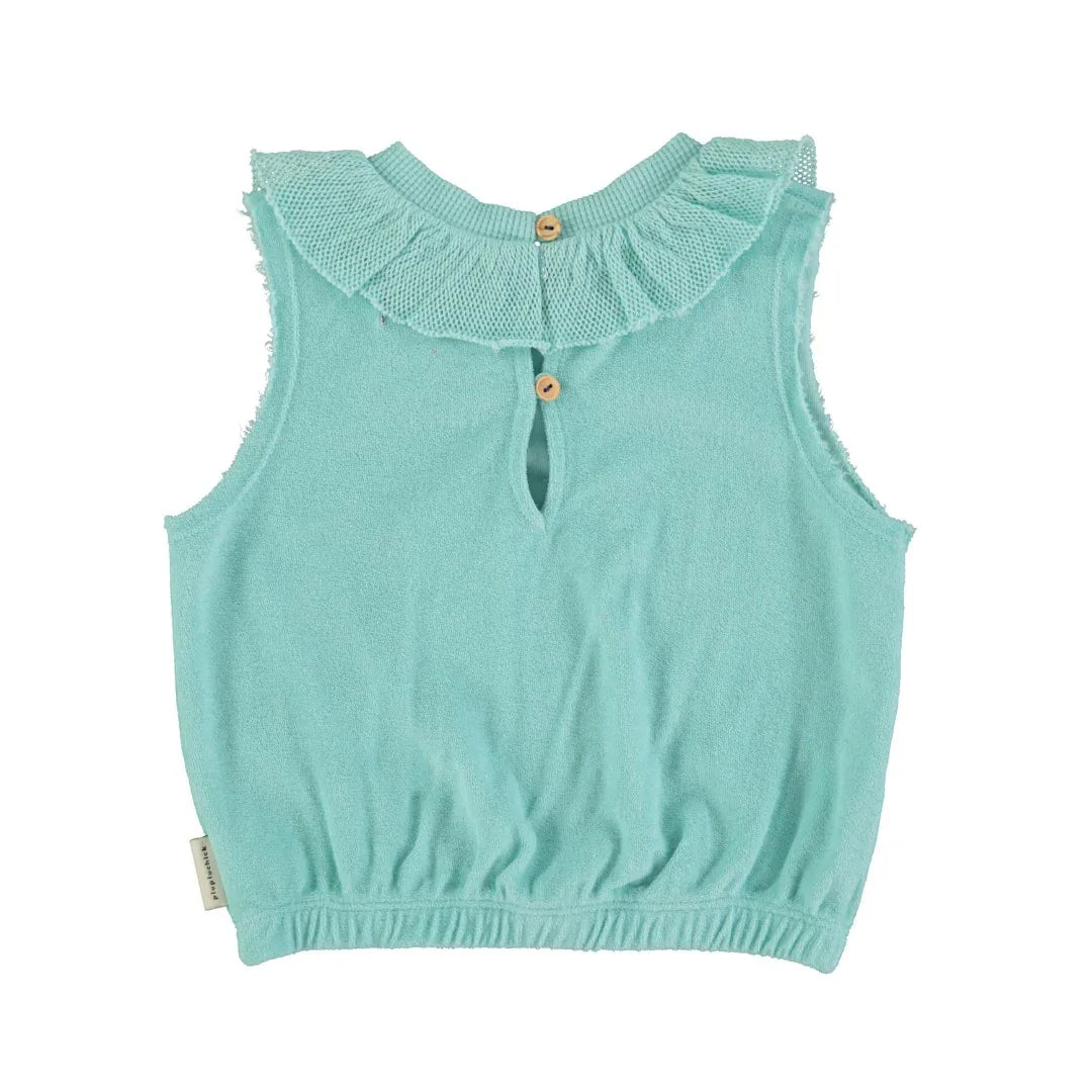 Sleeveless Top With Collar Blue Feelin&
