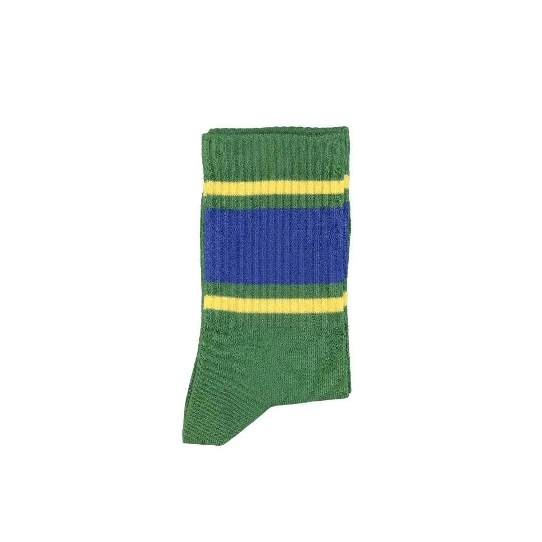 Socks Green With Blue and Yellow Stripes - Piupiuchick