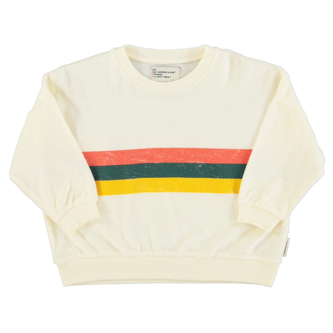 Sweatshirt Ecru With Multicolor Stripes Print