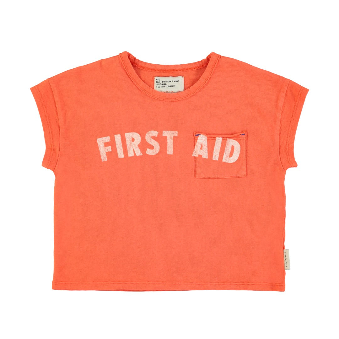 T-Shirt Orange With First Aid Print